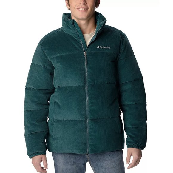 NEW $220 Columbia Puffect Corduroy Jacket! Green Blue Insulated Quilted Puffer - Picture 1 of 7
